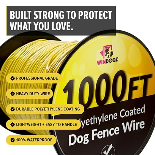 Dog Fence Wire for Electric Dog Fence System, 1000 ft, Covers 1 Acre Area, Easy to Install, Compatible with reputable Underground Fence Brands, Durable, 20 Gauge Wire .025 Polyethylene Coated