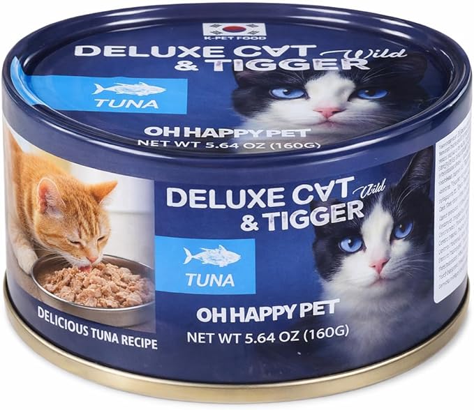 Deluxe Cat & Loveat Grain-Free Wet Cat Food, White Meat Tuna with Vitamins & Taurine, High Protein, No Preservatives, Complete Nutrition, 5.64oz Cans (12Pack)