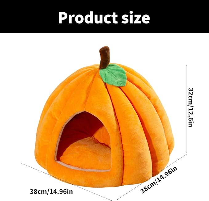 Peiiwdc Detachable Pet Bed Kitten Puppy Dog Cave Cartoon Pumpkin Pet Detachable Cushion Nest Supplies Cave Washable