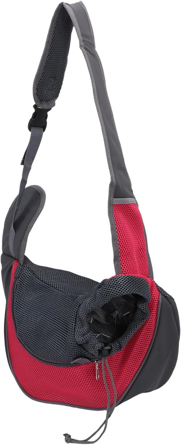 Pssopp Dog Supplies Breathable Puppy Sling Adjustable Neck Pet Carrier Purse for Outdoor Outings Camping Travel Small Cat Dog Sling Carrier, Travel (L)