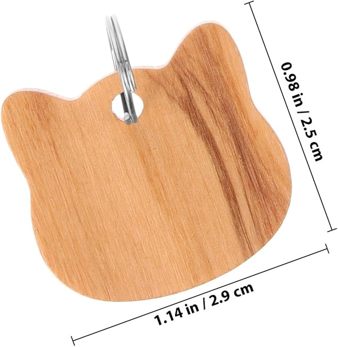 UKCOCO Wooden Cat Head Pet Id Tags 3pcs Dog Collar Charms Blank Dog Name Tags for Pets Sturdy Supplies