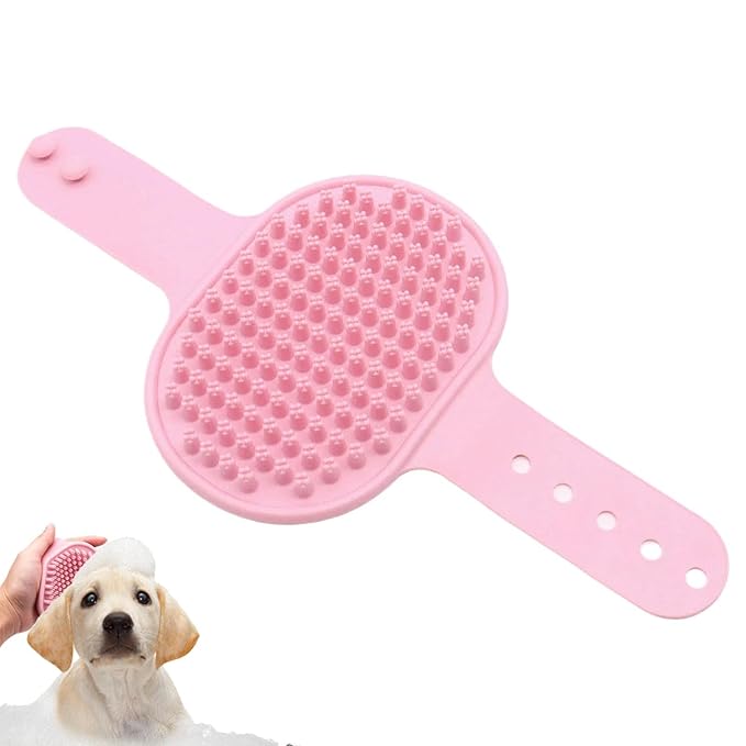 Pet Shampoo Bath Brush - | Soft Rubber Grooming Gloves for Deshedding and Soothing Massage | Adjustable Handle Pet Washing Brush Fõr Cats and Dogs | Professional Bathing Supplies for Long Short Hair