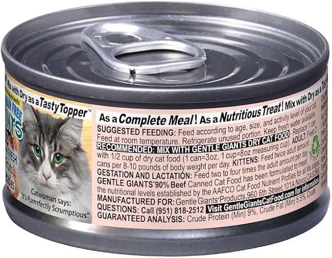 Gentle Giants Beef Wet Cat Food, 3 oz., Case of 24, 24 X 3 OZ