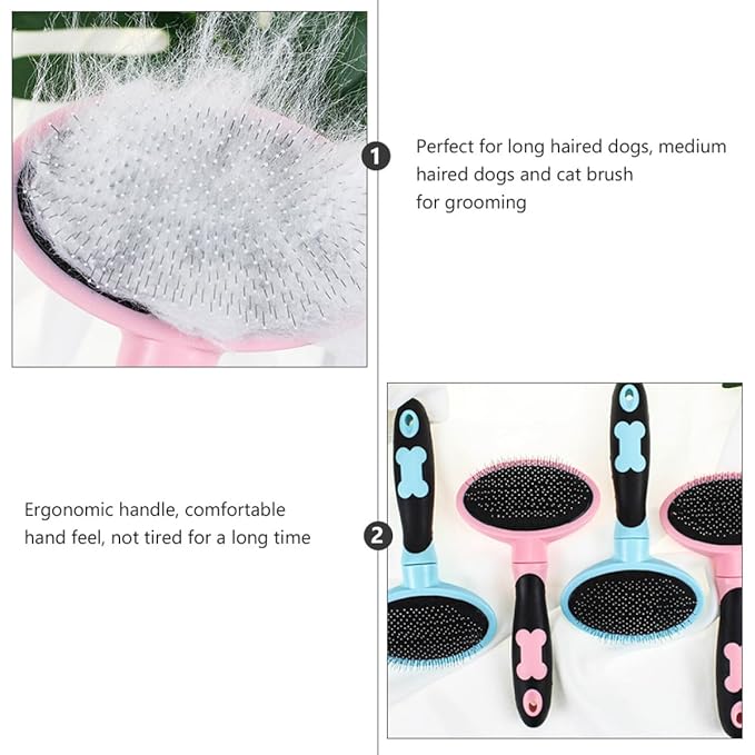 Veemoon Cat Hairbrush Grooming Tool with Massage Comb, Pink Pet Cleaning Brush for Shedding Control and Fur Removal, Suitable for Cats and Small Dogs