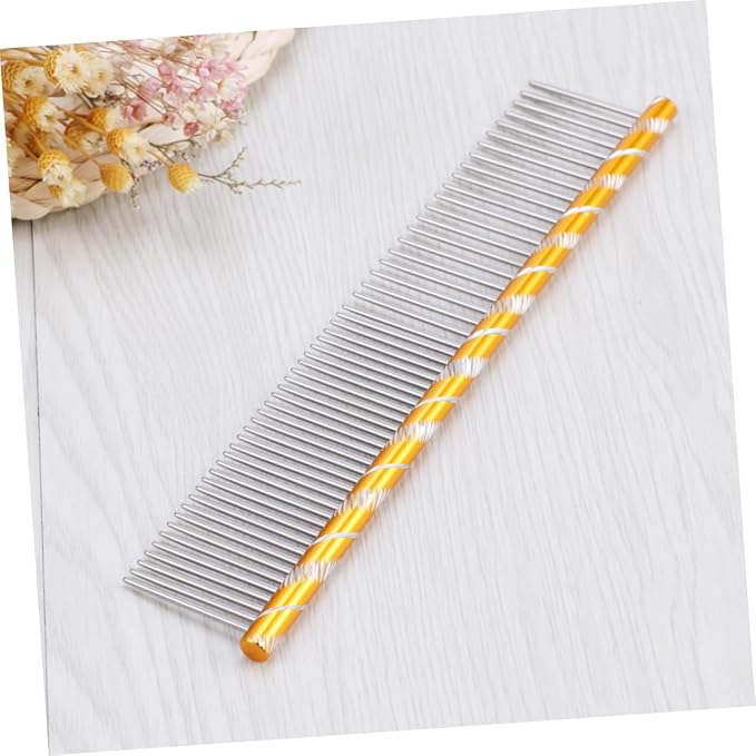 BESPORTBLE Stainless Steel Pet Shedding Comb for Dogs Cats Grooming Tool with Different Spaced Teeth for Fur Removal Yellow