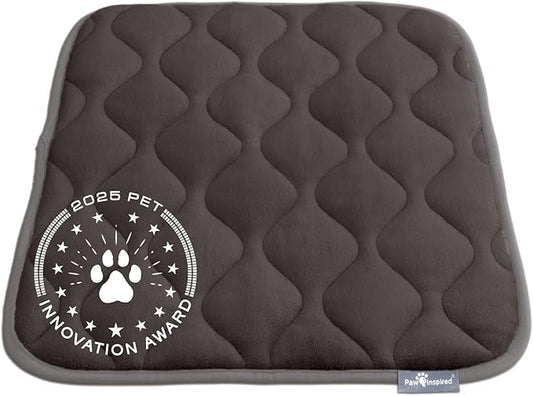 Paw Inspired Washable Padded Crate Mats for Dogs | 23” x 17” Pad, Fits 24-inch Kennels | Leakproof, Waterproof Bottom, Plush Pet Beds (Gray)