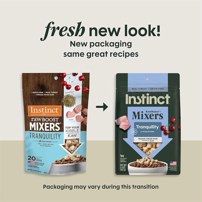 Instinct RawBoost Functional Mixers, Freeze Dried Dog Food Topper, Grain-Free, Real Turkey - Tranquility, 5.5 oz. Bag