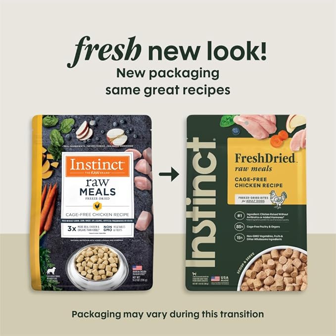 Instinct FreshDried Bites, Natural Freeze-Dried Dog Food, Grain Free - Cage-Free Chicken, 14 oz. Bag