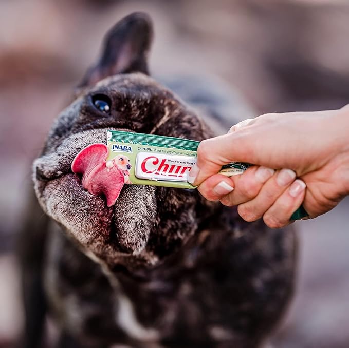INABA Churu Meal Topper for Dogs, Complete & Balanced, Creamy, Lickable Purée Dog Food Topper, 0.5 Ounce Tube, 12 Tubes (4 per Pack) Chicken with Beef Recipe