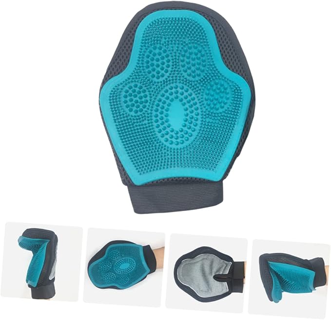 Mikikit Pet Grooming Glove Brush Double Sided Cat Massage Brush for Bathing Shedding Pet Hair Remover Tool for Dogs Cats Comfortable Easy to Use Grooming Supply
