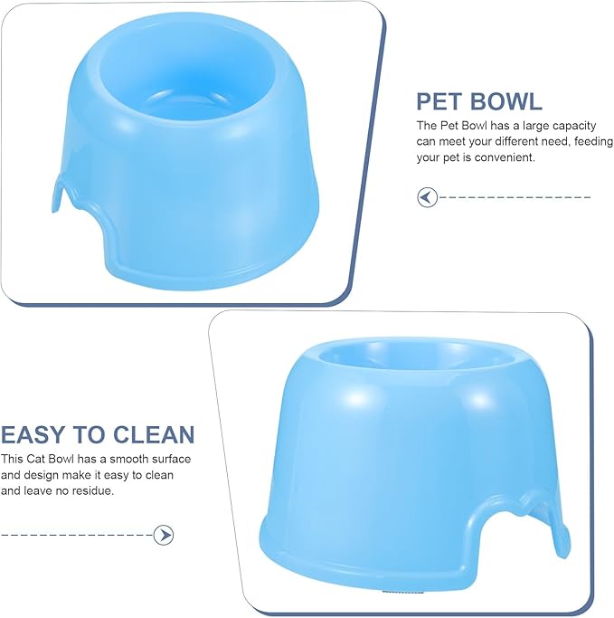 DECHOUS Plastic Dog Bowl and Cat Feeding Bowl, Round Sturdy Pet Food and Water Dish, Blue Candy Color for Puppies and Adult Dogs, Sturdy Plastic Pet Feeding Supplies for Home Use