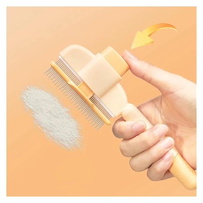 Knotting Comb Pet Hair Remover Self-Cleaning Dog Cleaning Tools Supplies Grooming Fine-toothed(Yellow)