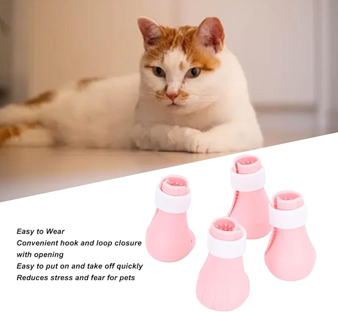 Cat Grooming Boots, Prevent Biting Adjustable Cat Covers for Injection for Bathing (Pink)