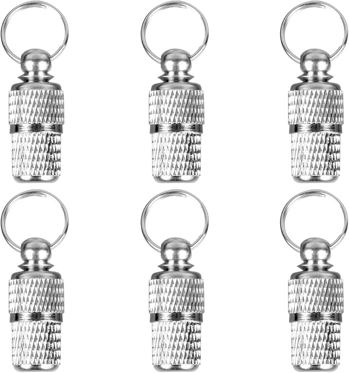 VOSAREA 6 Pcs Dog Id Tags Pet Anti-Lost Tube Collar Hanging Pendant Silver for Dog Collar Address Label Tags Pet Supplies