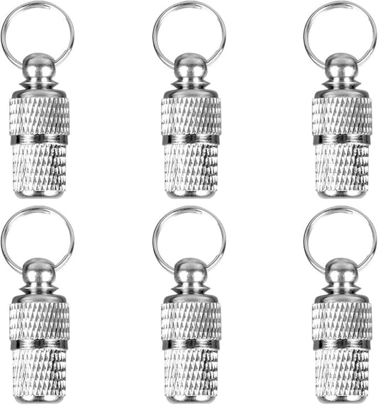 VOSAREA 6 Pcs Dog Id Tags Pet Anti-Lost Tube Collar Hanging Pendant Silver for Dog Collar Address Label Tags Pet Supplies