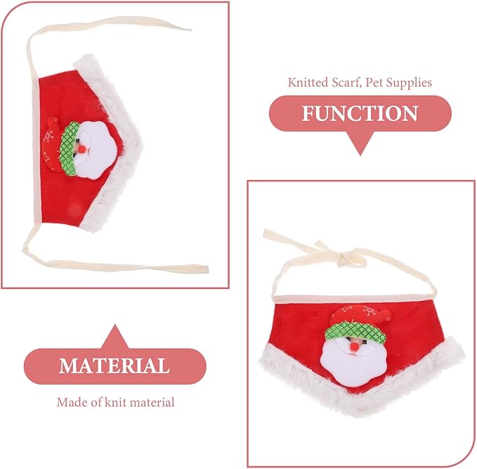 Pet Christmas Bandana Dog Scarf Red Knit Puppy Bandana Small Size Holiday Party Supplies for Dogs and Cats