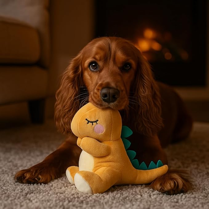 NANDOG My BFF Mite The Dino Plush Dog Toy – Soft Squeaky Pet-Only Toys for Dogs & Cats – Durable, Cuddly & Adorable Pet Companions for Playtime, Fetch & Snuggles