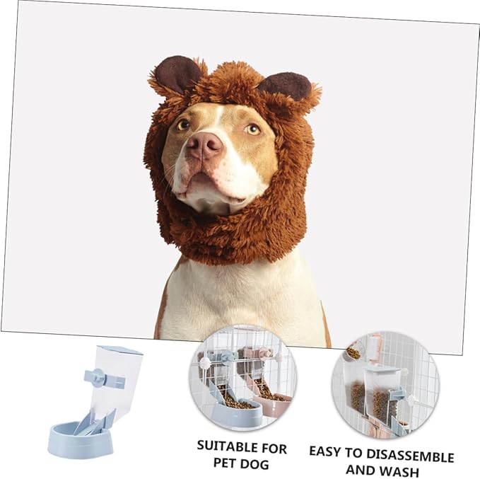 2l Hanging Automatic Pet Feeder with Food Dispenser, Sturdy Dog and Puppy Feeding Bowl for Cage and Crate Use, Blue Pattern Design for Indoor Pet Supplies