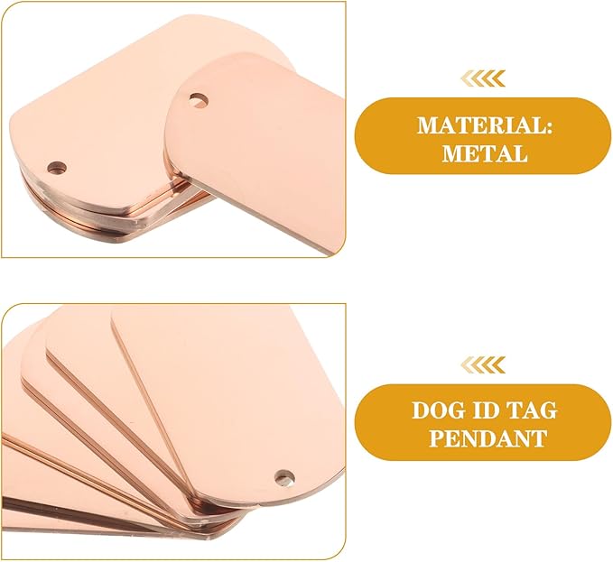 BESTonZON 10pcs Rose Gold Metal Dog Id Tags Blank Engravable Pet Charms Round Stamping Tags for Puppy Collar Accessories DIY Jewelry Supplies
