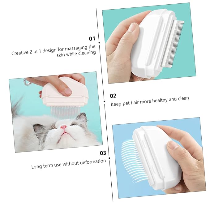 Cat Grooming Brush and Massage Tool Pet Hair Removal Comb for Cats and Dogs for Daily Use and Bath Ivory White