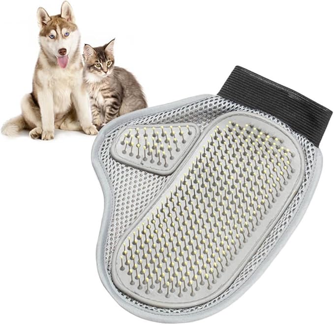 Pet Grooming Glove Mitt for Dogs Cats Deshedding Brush Massage Tool Glove Gentle for Types of Fur