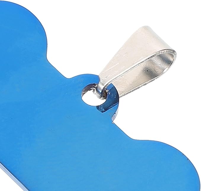 4pcs Blue Bone Hollow Stainless Steel Dog Tag Blanks for Puppy Collar Custom Engraved Pet Name Id Tags Sturdy Metal Puppy Supplies