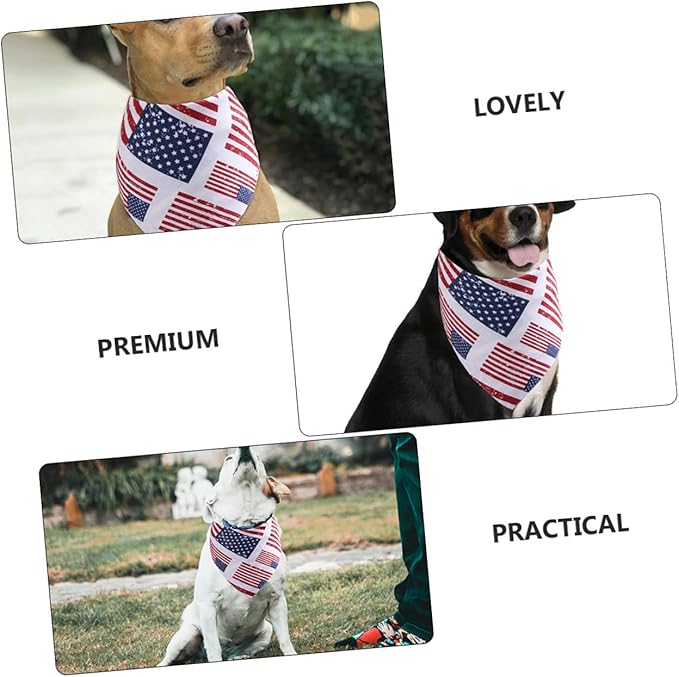 Kisangel Patriotic Pet Bandana and Bib with American Flag Print, Triangle Scarf for Dogs and Cats, Festival Dog Supplies for Independence Day Celebration
