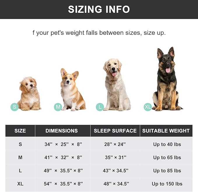 50" Lx32 Wx8 H Cooling Elevated Dog Bed for Large Dogs with Non-Slip Floor Protectors & Breathable Mesh, Raised Indoor & Outdoor Dog Cot Pet Hammock, Grey