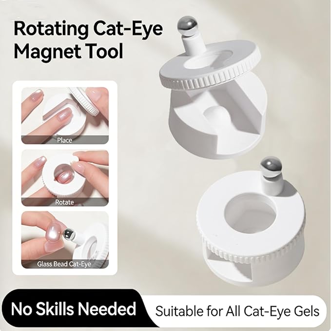 2026 New Rotating Cat Eye Magnet, Automatic Glass Bead Suction of Cat Eye Nail, 360° Rotating Main Body, Uniform Magnetic Force,Beginner Friendly Nail Tool,Creating Wide Cat Eye Effect in 2s (2 MIx)