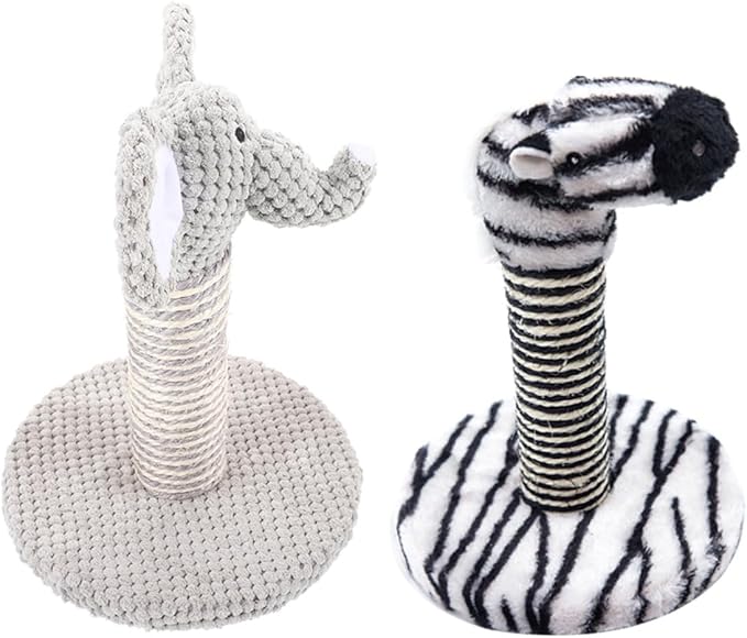 FRCOLOR 2pcs Small Elephant Design Cat Scratching Post Set Sisal Vertical Cat Climber with Resting Platform Sturdy Kitten Scratcher