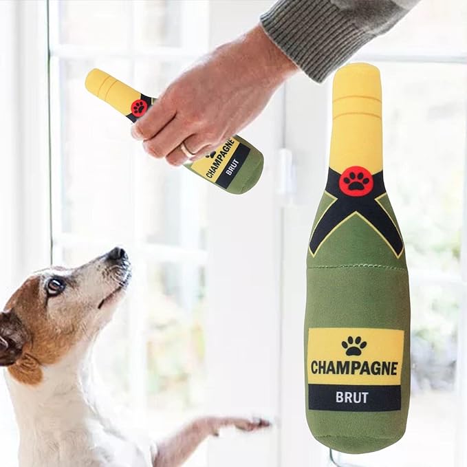 Printed Dog Toy Bottle Squeaky Bite Resistant Teasing Toy Pet Supplies for Training Medium Dogs Small Dogs Puppy Birthday, Green