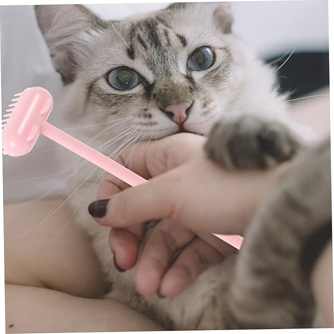 1pcs Cat Grooming Brush Multifunctional Cat Scratch Massage Tool for Self-grooming Safe Material Pet Hair Cleaning and Relaxation Brush Pink