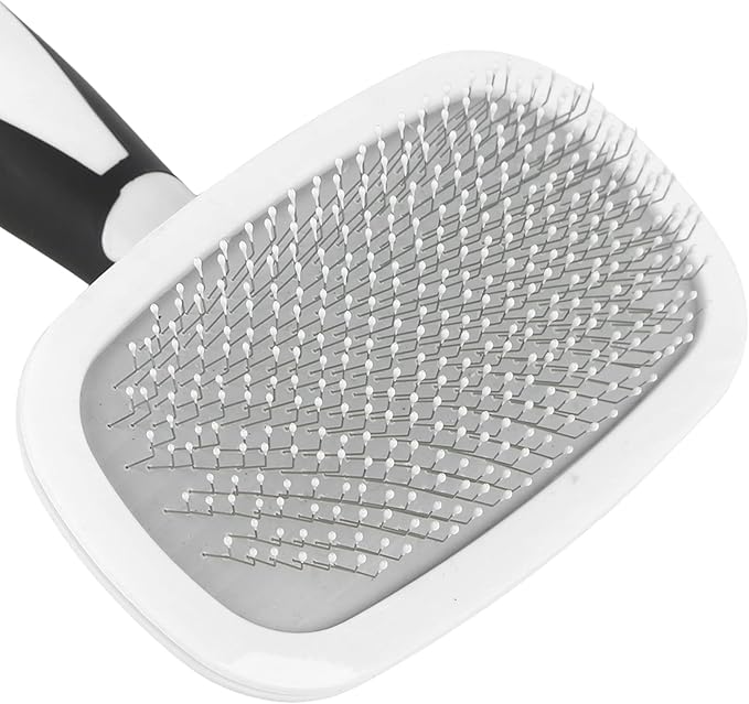 ZJchao Self Cleaning Hair Brush, 360 Degree Rotatable Cat Slicker Comb Cat Brush Dog for Shedding Pet Grooming with Stainless Steel Needle for Kitten Massage Removes Loose Fur (White)