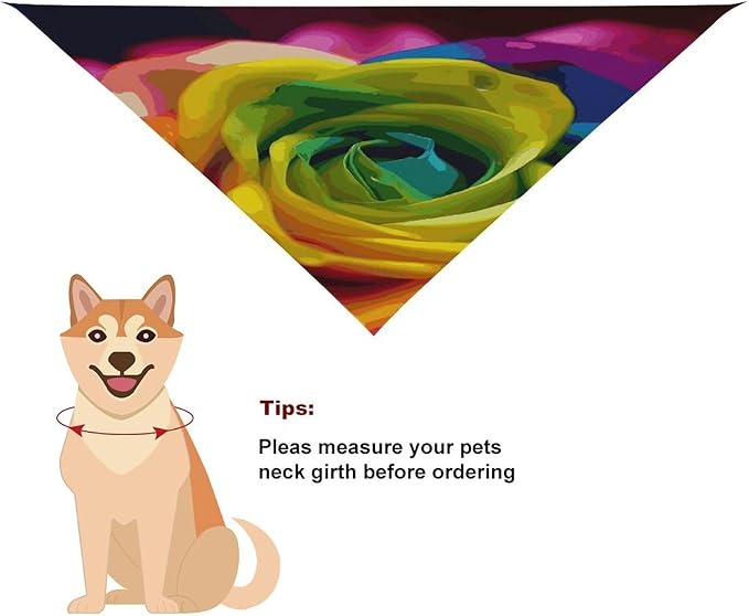 Dog Bandana Spring Pet Scarf Adjustable Triangle Rainbow Flower Printing Dog Bib Washable Polyester Puppy Bandana for Small Medium Large Dogs Cat Birthday Party Supplies