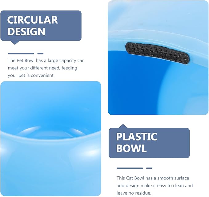 DECHOUS Plastic Dog Bowl and Cat Feeding Bowl, Round Sturdy Pet Food and Water Dish, Blue Candy Color for Puppies and Adult Dogs, Sturdy Plastic Pet Feeding Supplies for Home Use