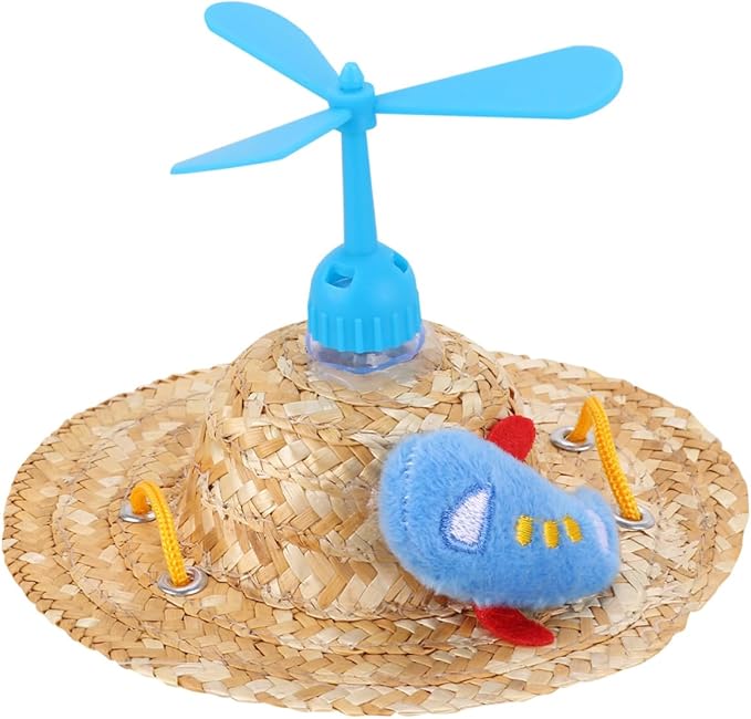 Pet Straw Hat with Propeller, Woven Straw Knitted Cap, Large Size Photo Props for Dogs, Funny Decorative Pet Supplies for Home and Outdoor Use