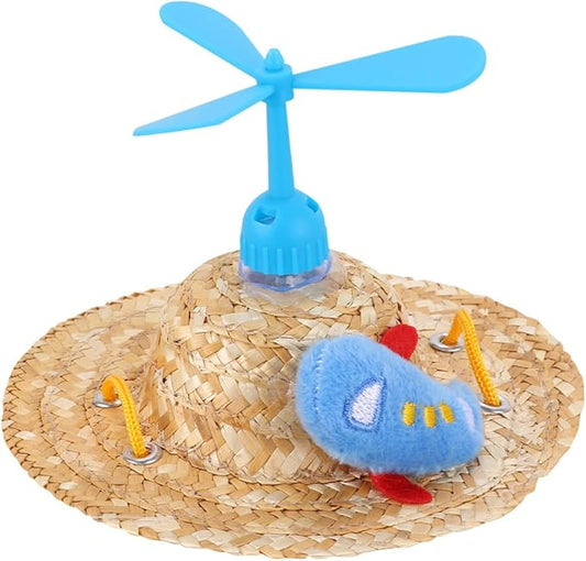 Pet Straw Hat with Propeller, Woven Straw Knitted Cap, Large Size Photo Props for Dogs, Funny Decorative Pet Supplies for Home and Outdoor Use