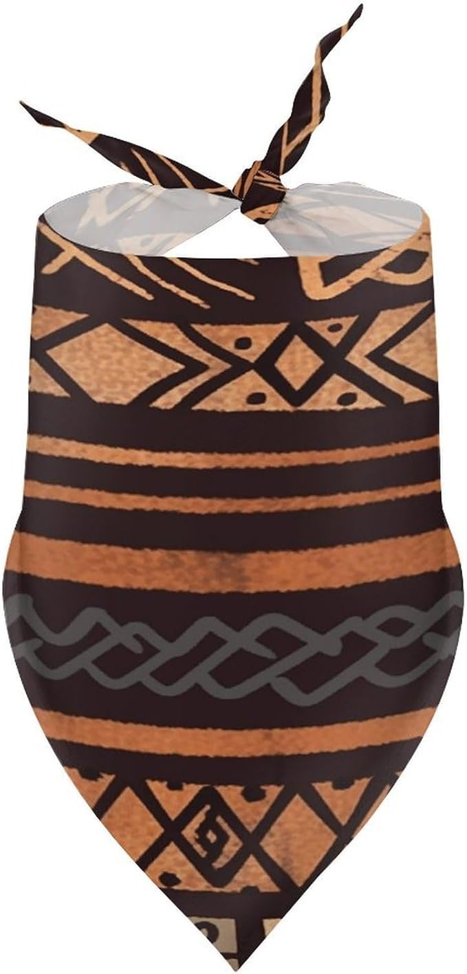 Dog Bandana Spring Pet Scarf Adjustable Triangle African Mud Cloth Tribal Printing Dog Bib Washable Polyester Puppy Bandana for Small Medium Large Dogs Cat Birthday Party Supplies