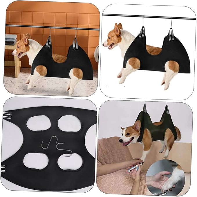 BESPORTBLE 1 Set Pet Nail Trimming Hammock for Dogs Cats Professional Grooming Harness Ergonomic Design Easy to Install Sturdy and Practical for Safe Nail Care Black