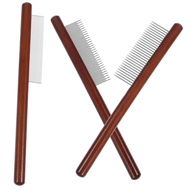 HANABASS 3pcs Long Short Teeth Pet Comb Cat Grooming Tool Tear Stain Brush for Indoor Cats
