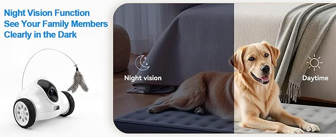 Pet Companion Robot with 720P HD Camera,Interactive Toy for Dogs and Cats,360°Movement, Night Vision, Two-Way Audio,App Control(Only 2.4G WiFi)