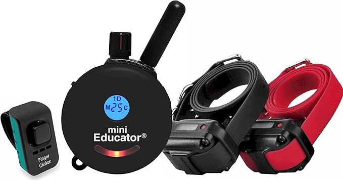 E-Collar – Educator ET-302B-C 1/2 Mile Waterproof Remote Dog Training Collar Includes Premium Finger Clicker Trainer, 100 Programmable Levels + Vibration + Light + Sound, Black