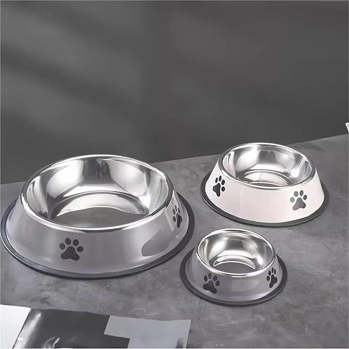 Stainless Steel Large Capacity pet Bowl Dog Food Bowl Multiple Specifications Anti-Fall Food Bowl Food Bowl Feeding pet Supplies(Gery-2pcs,Medium)