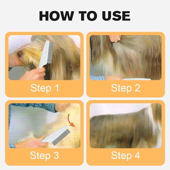 Pet Hair Comb, Multifunctional Pet Grooming Brush, Fine-Tooth Stainless Grooming Massage Comb, Tear Stain Removal Comb for Small Dogs Puppies (Purple, 2 Count)