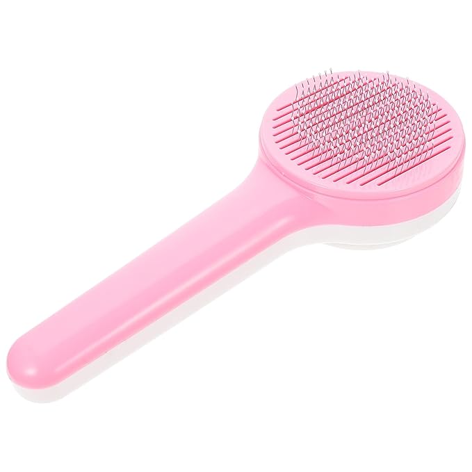 HEMOTON Pet Grooming Brush and Household Fur Comb, Multi-function Pink Plastic Deshedding Tool for Cats, Dogs, and Kittens, Portable Pet Hair Removal Accessory for Home Use