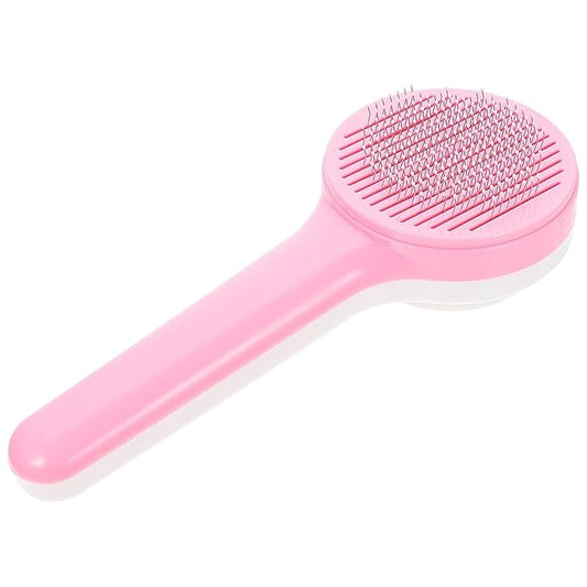 HEMOTON Pet Grooming Brush and Household Fur Comb, Multi-function Pink Plastic Deshedding Tool for Cats, Dogs, and Kittens, Portable Pet Hair Removal Accessory for Home Use