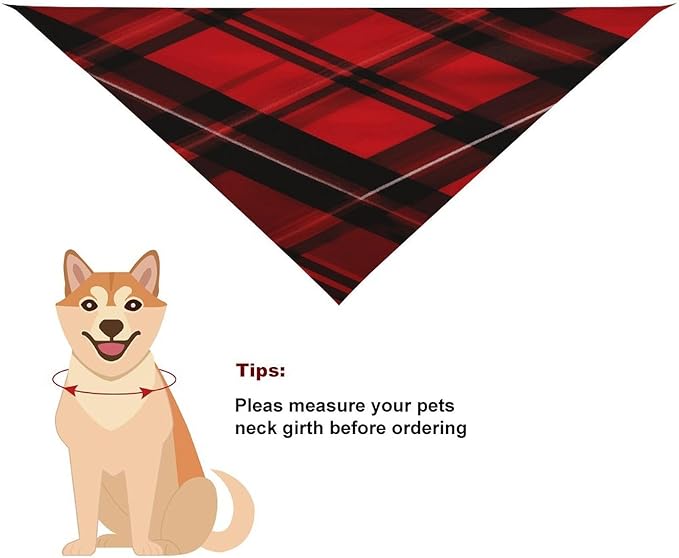 Dog Bandana Spring Pet Scarf Adjustable Triangle Red and Black Plaid Printing Dog Bib Washable Polyester Puppy Bandana for Small Medium Large Dogs Cat Birthday Party Supplies
