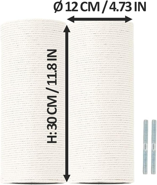 PVC Scratching Post Cotton Rope Columns for Floot to Ceiling Cat Trees, Length 30cm 11.8in