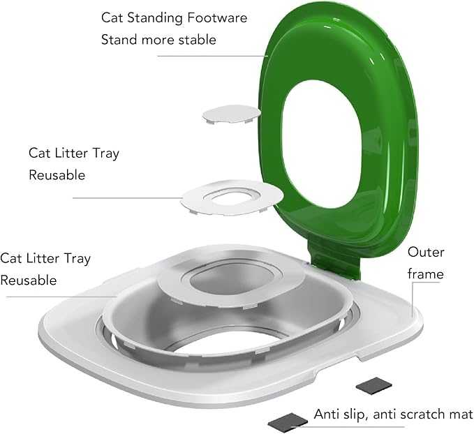 Cat Toilet Training Kit, Detachable Design for Easy Cleaning Reusable Removable Pet Toilet Trainer Seat Universal Reusable Environmentally Friendly Cat Toilets Trainer for Pet (Green)