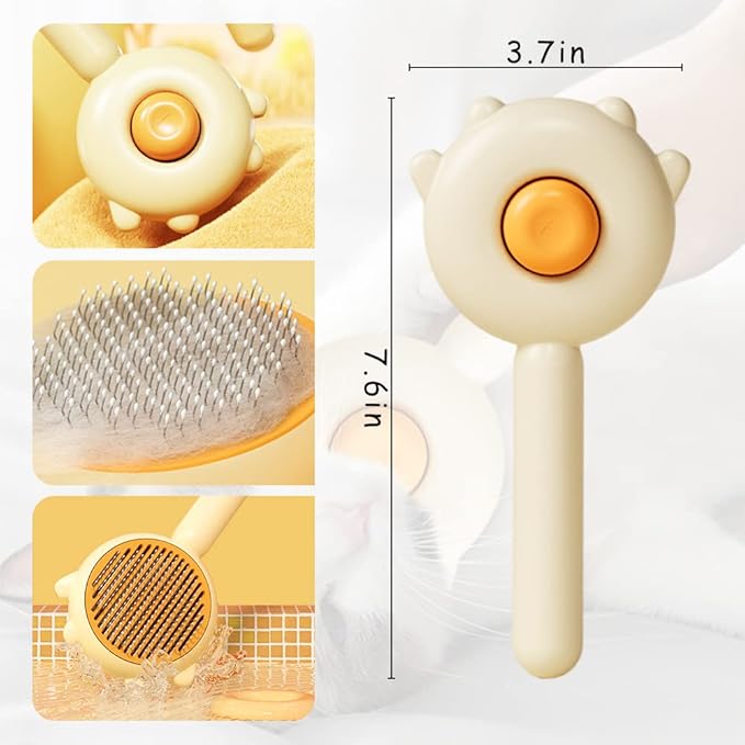 Magic Pet Comb, 2023 New Pet Hair Cleaner Brush, Cat Grooming Brush Long or Short Hair Cats Dogs Pet Massage Brushes, Self Cleaning Slicker Comb for Kitten Removes Tangles Loose Fur (2Pcs#F)